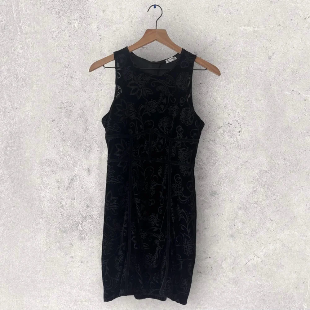 Intimately by Free People Black Velvet Burnout Babe Mini Dress Size M